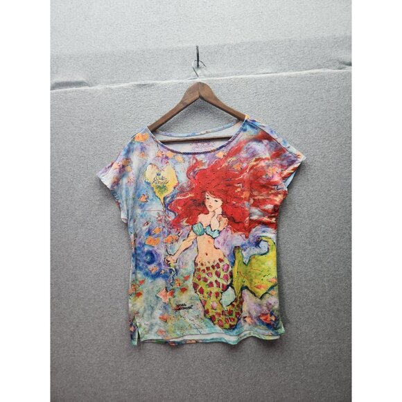 Leoma Lovegrove Ariel Mermaid Graphic Womens Large T-Shirt 95% Polyester 5% Span - Picture 1 of 3